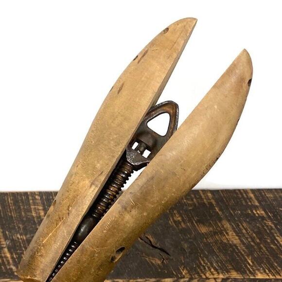 Antique Wooden Shoe Stretcher Maple Wood Cast Iron Handle Rustic Primitive Decor - Picture 3 of 13
